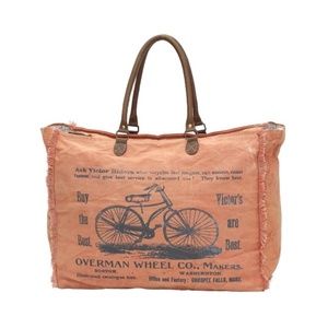Vintage Canvas and leather Bicycle Weekender Bag
